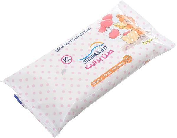 مناديل مبللة للأطفال – صن برايت، 40 منديل