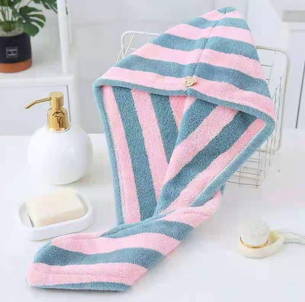 منشفة مايكروفايبر لتجفيف الشعر – قبعة سريعة الجفاف للنساء والفتيات